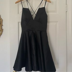 jjs house black satiny homecoming dress